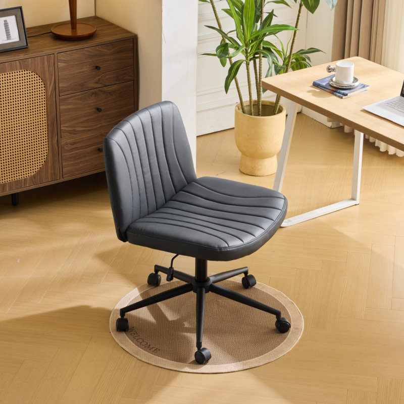 Chaise de bureau pivotante en cuir 25 po à hauteur réglable Cat's Claw, Noir, noir, noir, noir