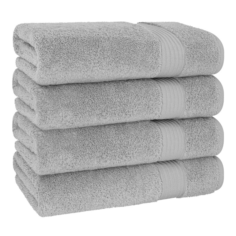 Ensemble de serviettes de bain 100% coton turque 4 pièces, serviettes de bain douces et absorbantes, Gris clair