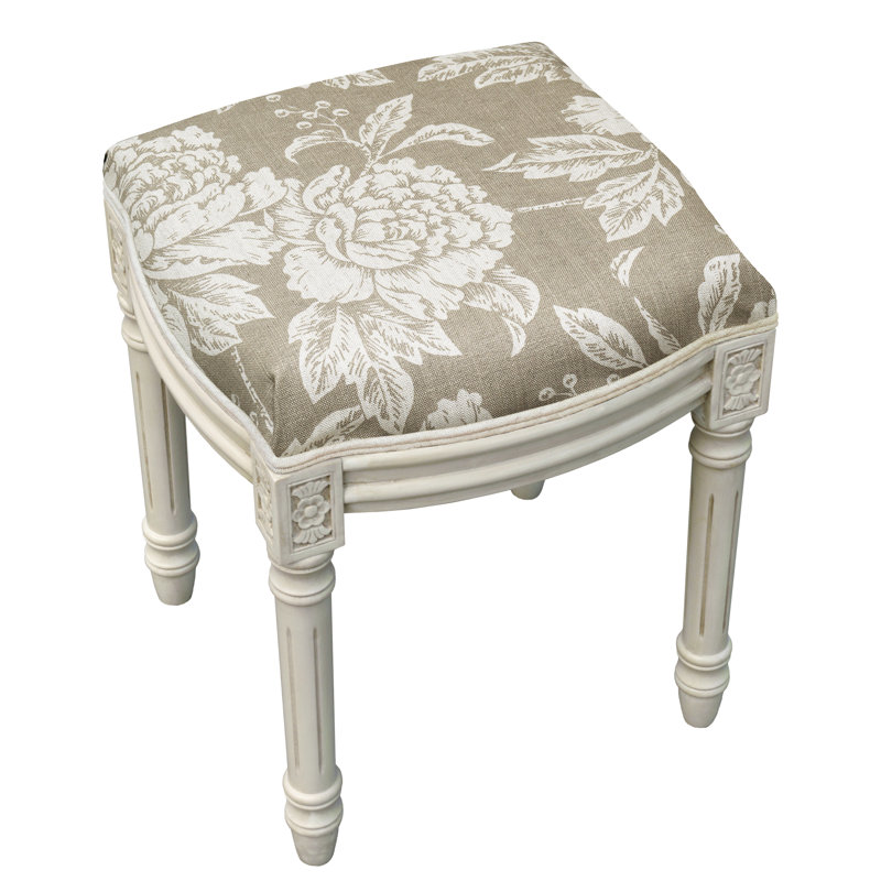 Loretta Solid Wood Accent Stool, Taupe
