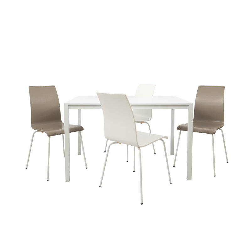Ensemble repas pour 4 personnes Southam, Gris / blanc / chrome, Blanc
