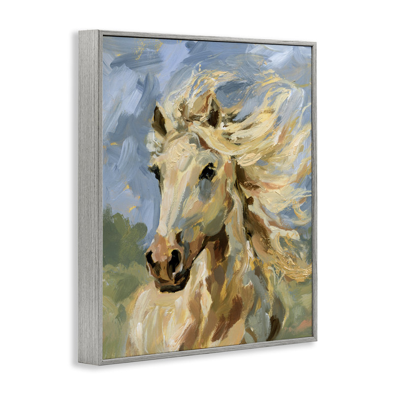  Windswept Horse Mane White Framed Giclee Art by Victoria Barnes, H 14 po x l 11 po, Estampe numérique Farmhouse