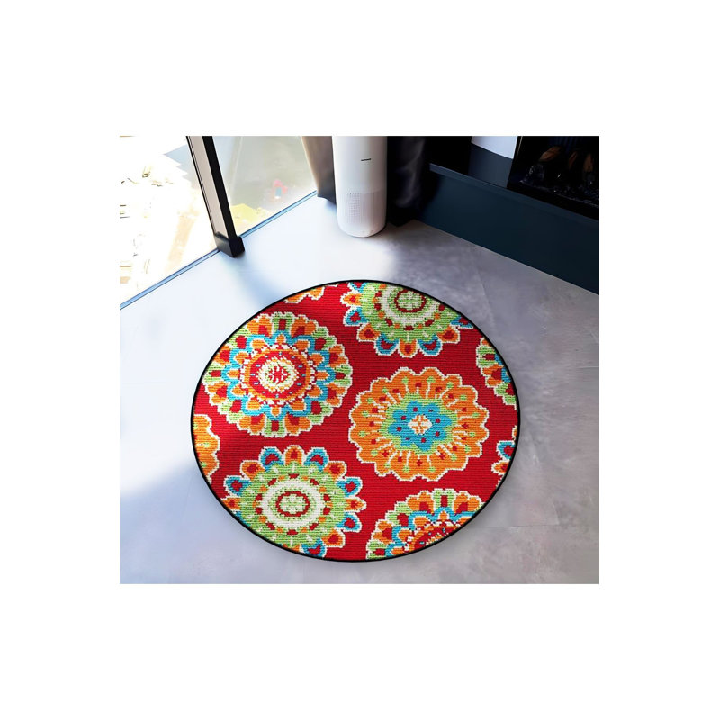 Tapis rond rond lavable à la machine, Sous-tapis rond 3 pi 3 po inclus