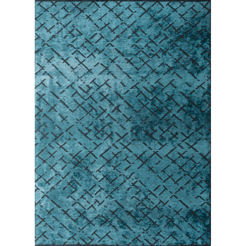 Rapture Teal Abstract Luxury Area Rug, Rectangle 7'10" x 11'2", Blue Teal