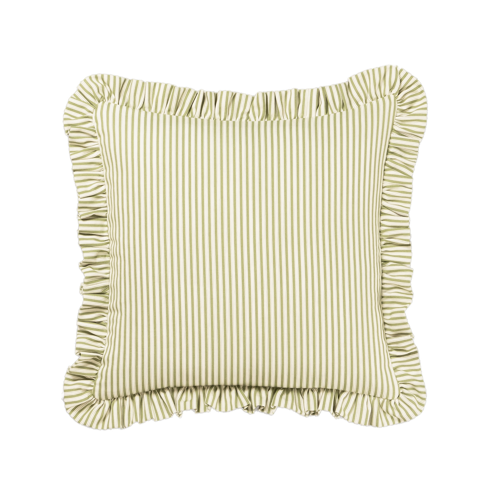 Birch Lane Polo Stripe Ruffled Accent Pillow, Green, Feather