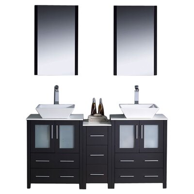 Formosa Fresca 60"" Free-Standing Double Sink Bathroom Vanity Set with Mirror (Faucet Not Included) -  FVN62-241224ES-VSL