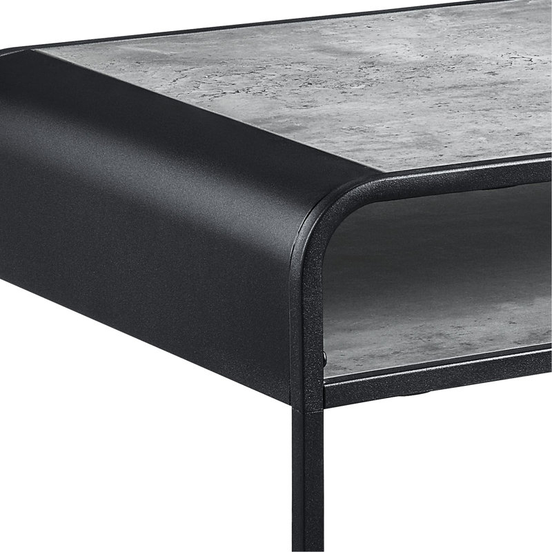 Table basse en béton gris et noir - Style polyvalent pour un cadre de salon stable en métal et un plateau en bois de qualité