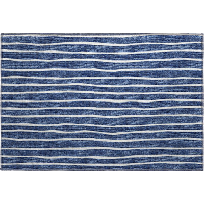 Premium Machine Washable Vaseem AMF138 Navy Rug