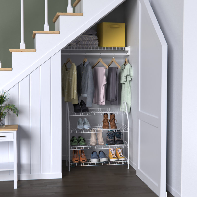 4-Tier 12-Pair Freestanding Shoe Rack, White