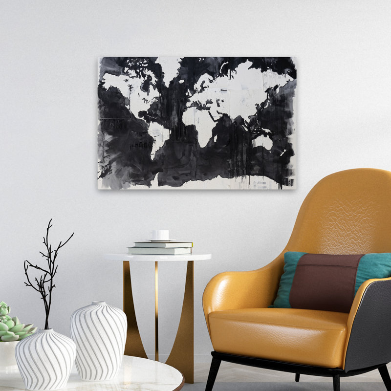 Carte contemporaine du monde, H 24 po x l 16 po