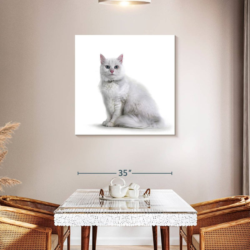 Crowle Elegant White Cat, 36" H x 36" W