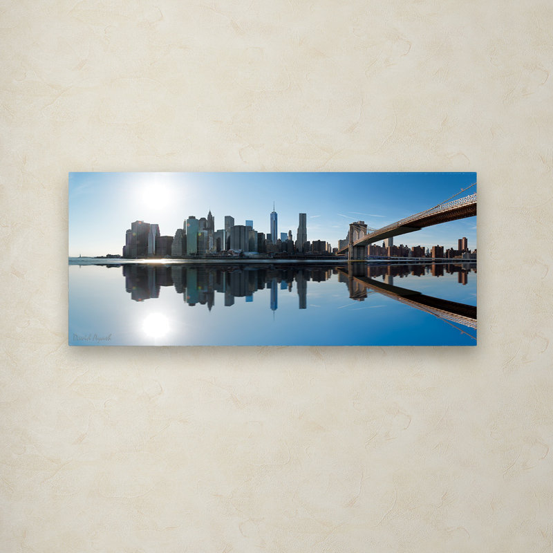 Panoramic New York Cityscape Canvas Print in Blue and Gray