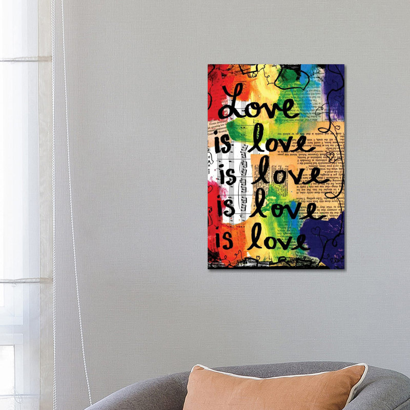 «Love Is Love» par Elexa Bancroft - reproduction d'art textuel sur toile tendue, H 26 po x l 18 po x P 1,5 po