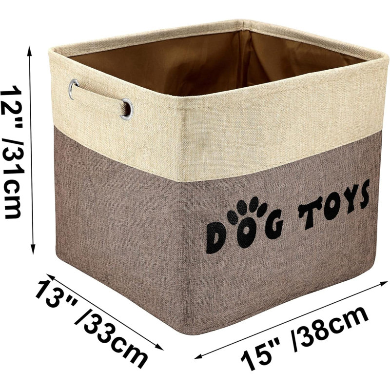 Large Dog Toy Basket Bin - Rectangular Storage Box Chest Organizer For Dog Toys,Dog Coats,Dog Clothing,Dog Apparel & Accessories
