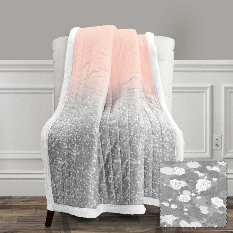 Jeté 100% coton scintillant, Rosé / gris
