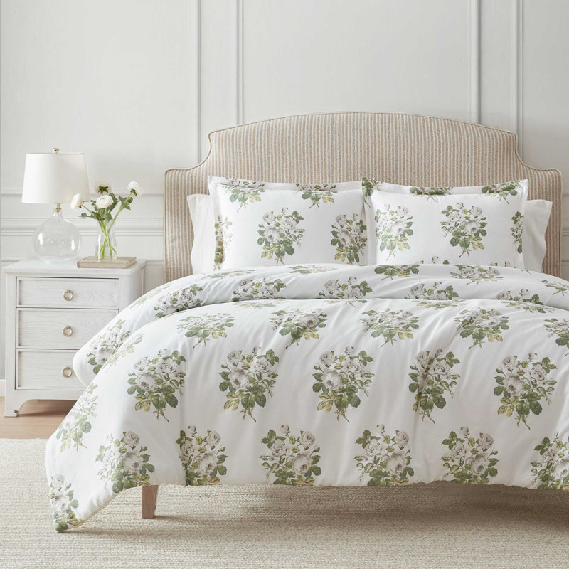 Ensemble de housse de couette Martha Stewart Eloise, Housse de couette simple + 1 taie décorative stan