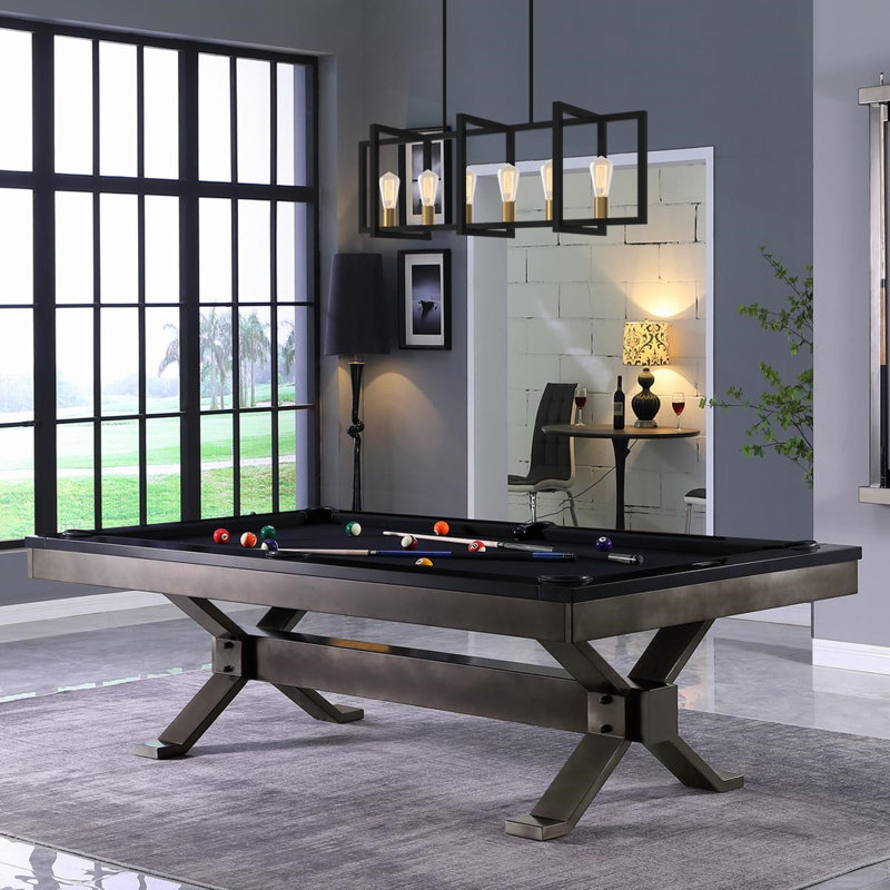 Lustre pour îlot de cuisine en métal Gabut, H 14 po x l 43 po x P 11,4 po, 6, Noir mat / Or