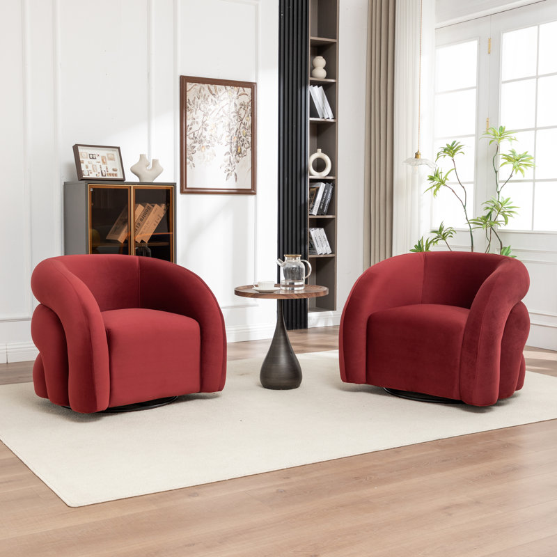 Fauteuil demi-tonneau pivotant rembourré Coyle, Rouge