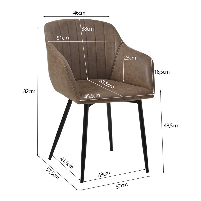 Modern Faux Leather Upholstered Dining Chairs with Metal Legs, 4, Dark Brown PU