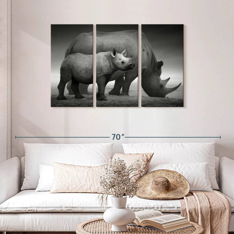 Brampt Etosha Park Rhinoceroses, 32" H x 50" W