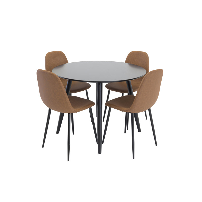 Lindan 4 - Person Dining Set, Brown