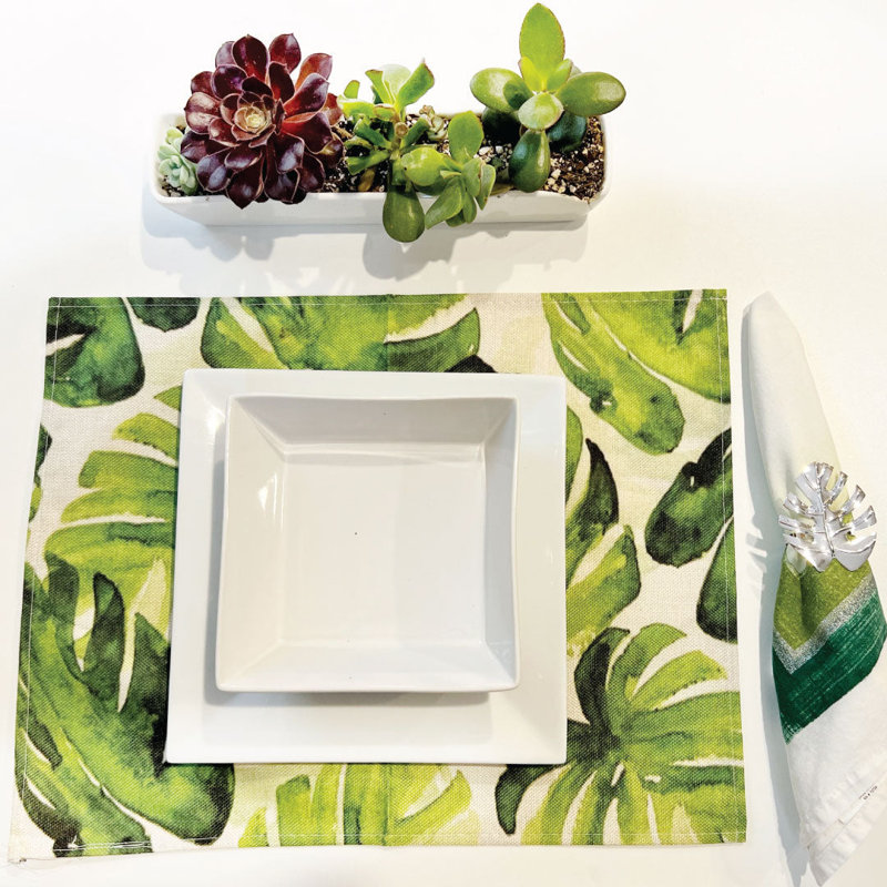 Cotton, Linen Floral Rectangle Placemat