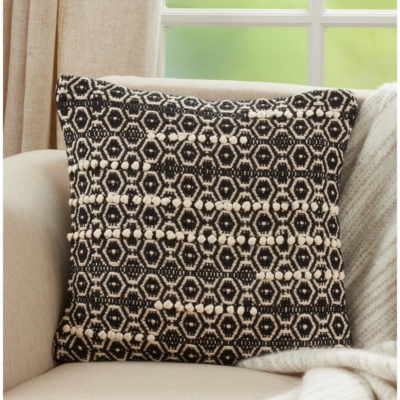 Kema Collection Pom-poms Cotton Throw Pillow, Down Blend