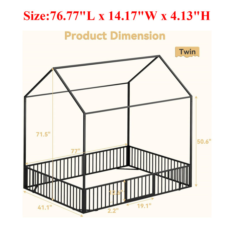 Lit de maison en métal avec porte