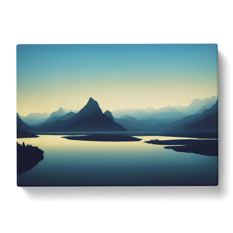 Mountain Lake Silhouette - Wrapped Canvas Print, 40cm H x 60cm W x 3cm D