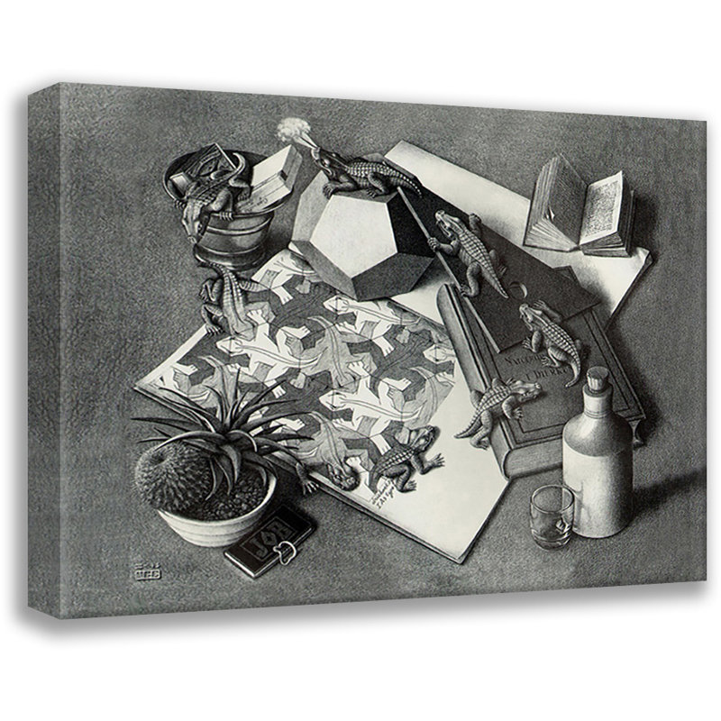Toile tendue Reptiles par M.C.Escher Gallery, H 13 po x l 18 po