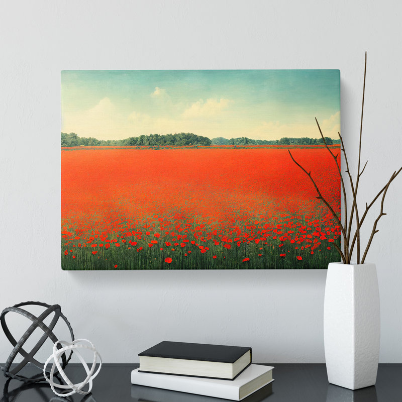Splendid Poppy Field Flowers - Wrapped Canvas, 50cm H x 76cm W x 3cm D