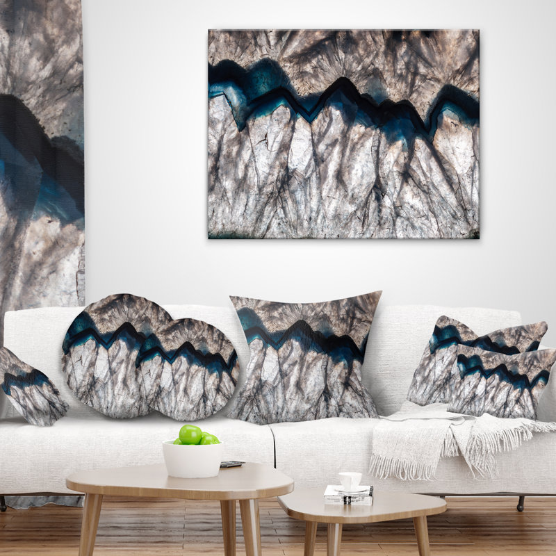Macro minéral rétroéclairé rétro-imprimé, 16 po x 16 po, Coussin décoratif