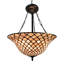 Lampe suspendue vitrail Tiffany en bronze rétro