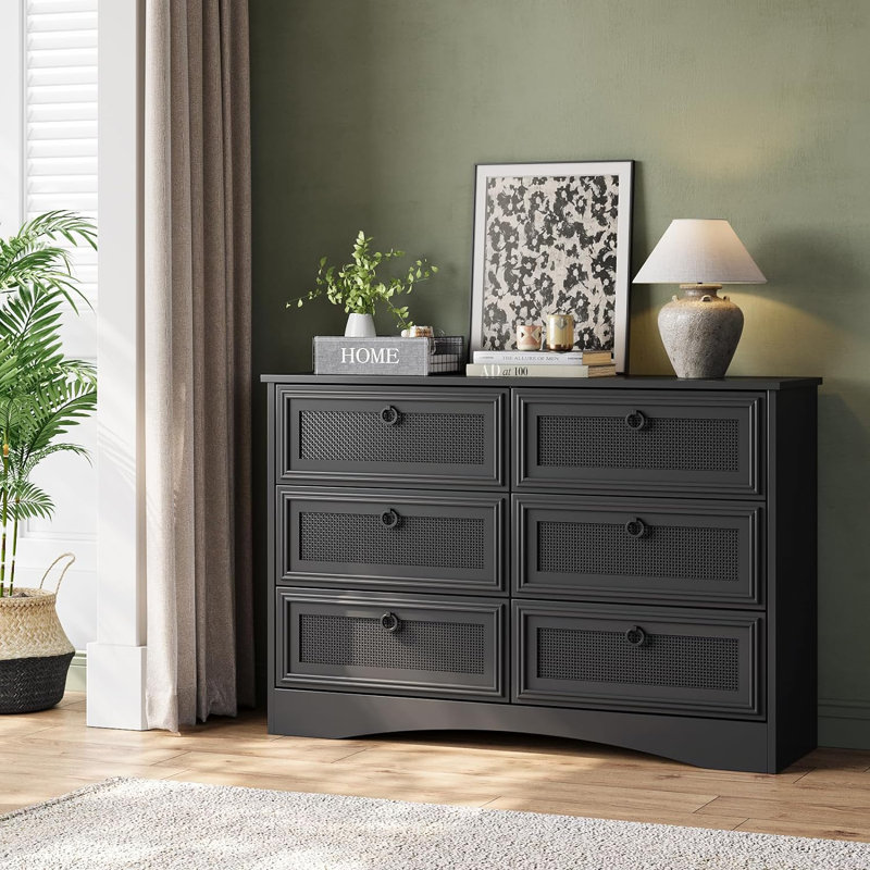 Commode 6 tiroirs Arjun, Noir