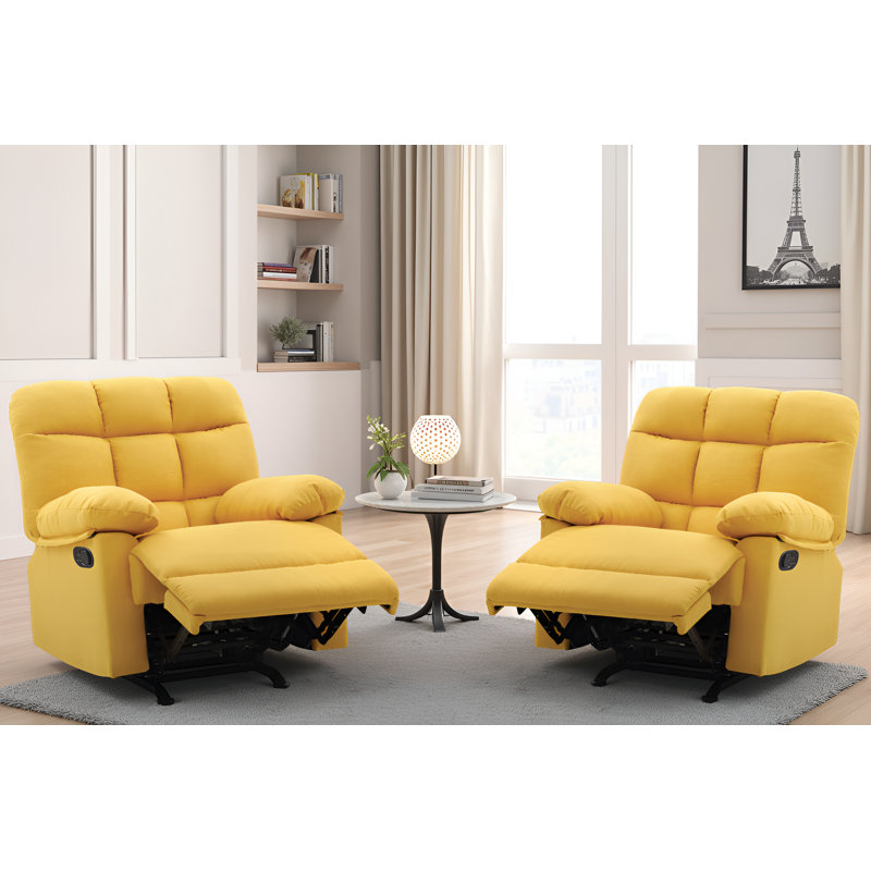 Fauteuil inclinable et berçant en tissu Tampere, Jaune