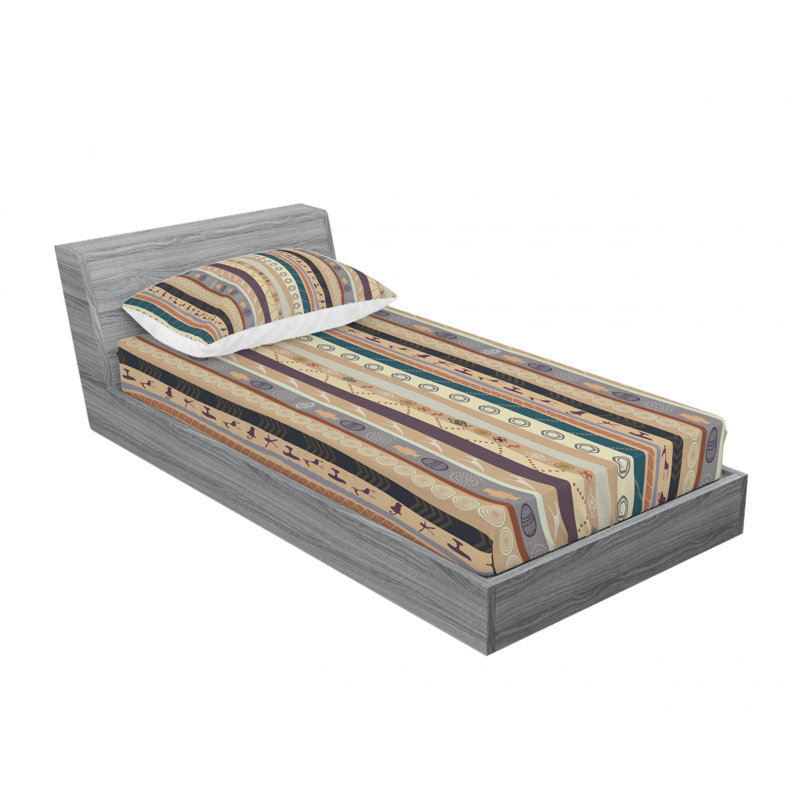 Microfiber Sheet Set, Twin Sheet Set with Fitted Sheet, Striped