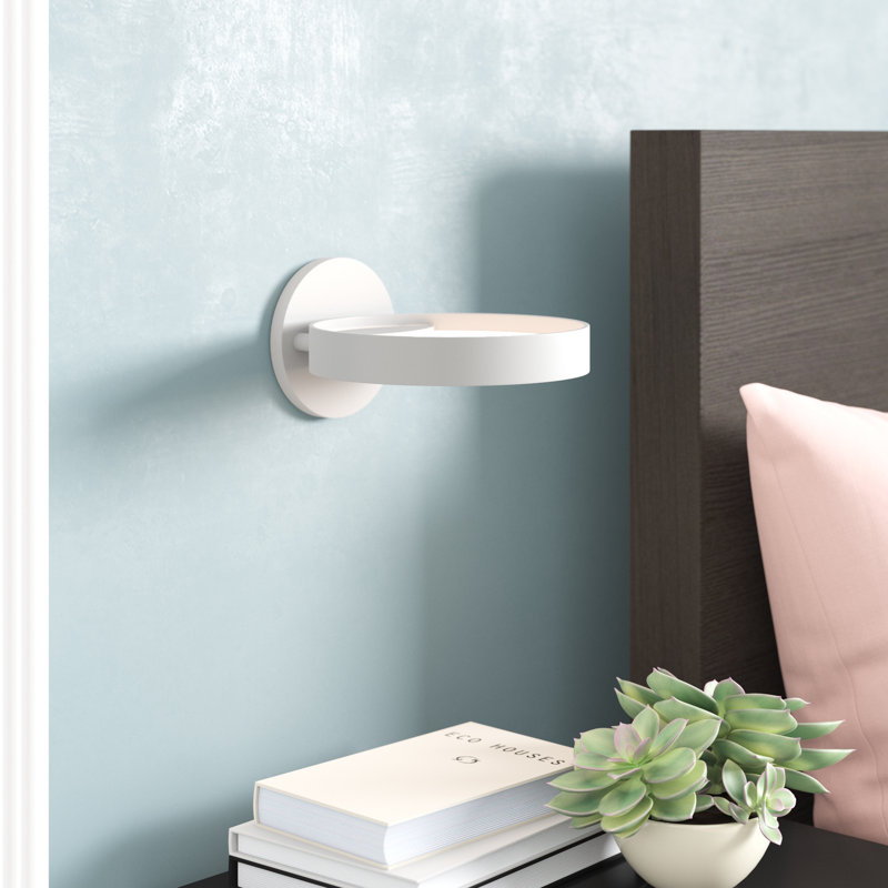 Guide Ring LED Armed Sconce, Satin White/White