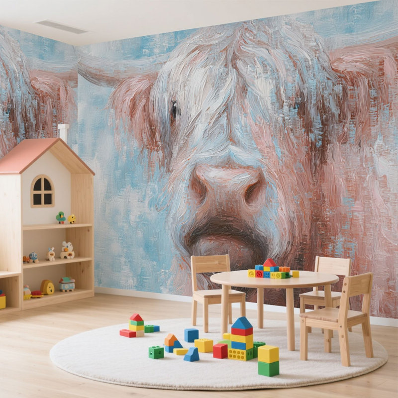 Papier peint adhésif peler et coller Highland Cow