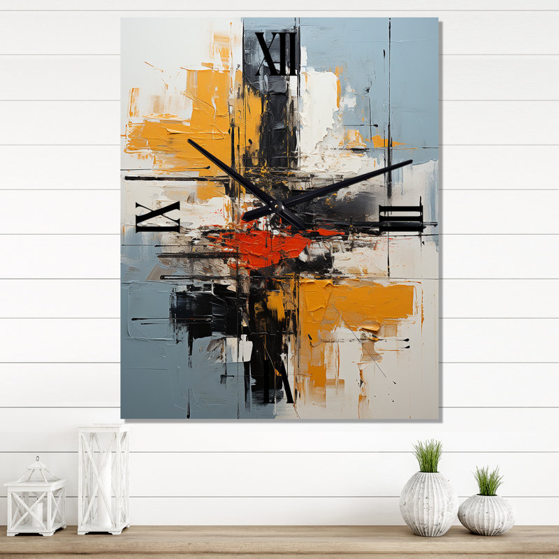 Décodeur de champs de couleurs minimalistes abstraits I - Peinture abstraite horloges murales, Très grand