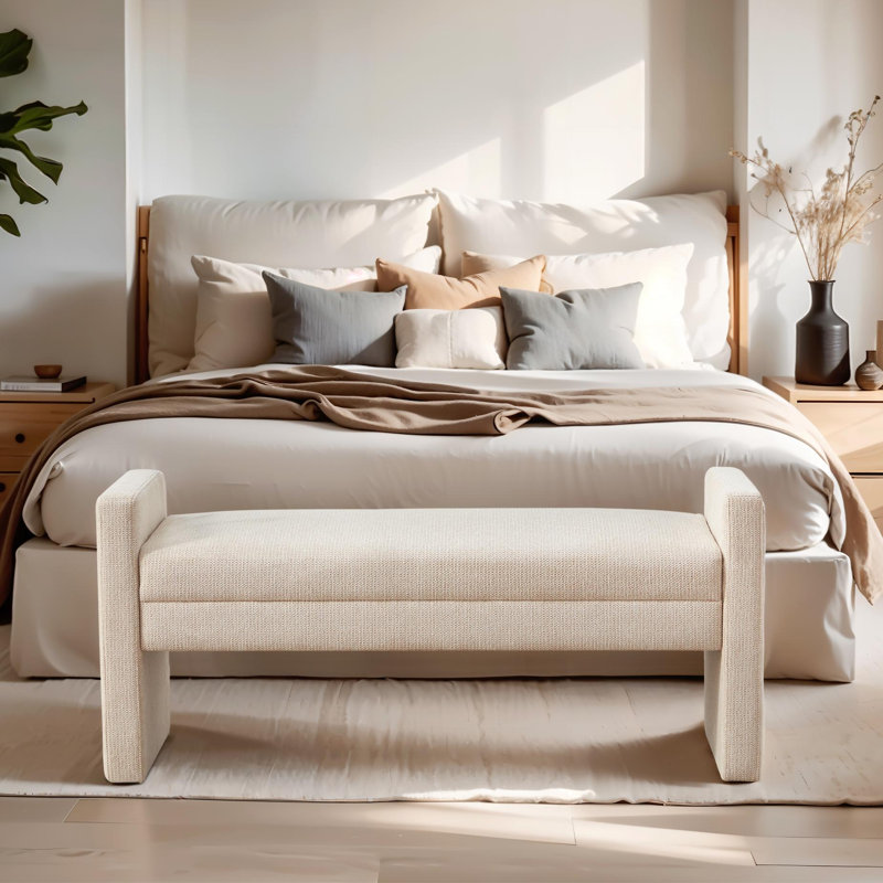 Banc rembourré en polyester 51,2 po, Brun