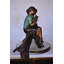 Statue garçon et fille avec animaux assis sur une bûche - Taille: L 44 po x l 22 po x H 26 po.