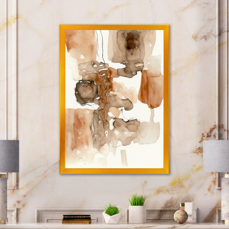 «Liquid Earth Tones IV», reproduction sur toile, H 32 po x l 24 po x P 1 po, Impression dorée sur toile encadrée