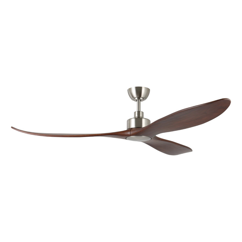 Ventilateur de plafond Zionne, Nickel brossé, H 80 po x l 72 po x P 72 po, Bois brun foncé