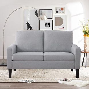 Gray Shelter Back Couch with Black and White Pillow - Transitional