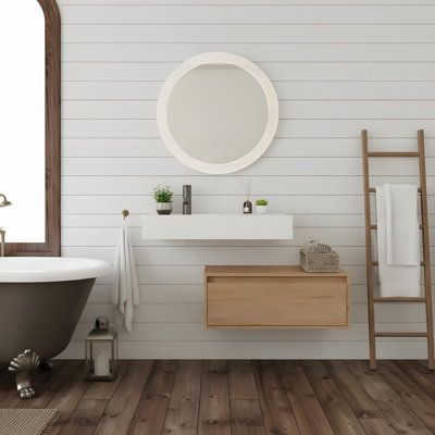 Meuble-lavabo mural 30 po avec lavabo en résine gauche et tiroir à fermeture en douceur