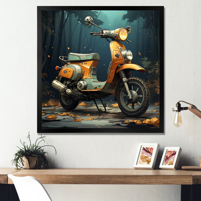 Orange Scotter On The Streets - Scooter Wall Art