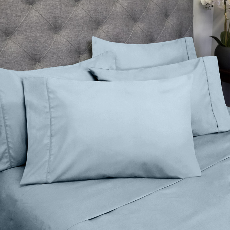 Luxurious Soft Microfiber Sheet Set with Bonus Pillowcases, Mist, Queen Sheet Set with 4 Pillowcases
