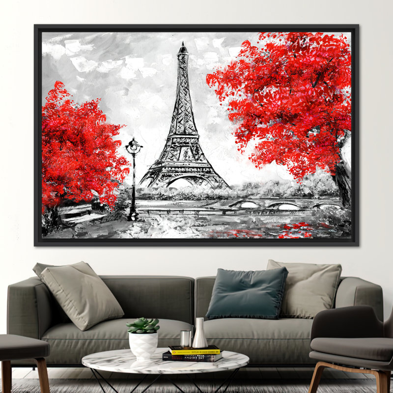 «Abstract Tree Cityscape», reproduction d'art sur toile, Cadre flottant noir, H 22 po x l 30 po