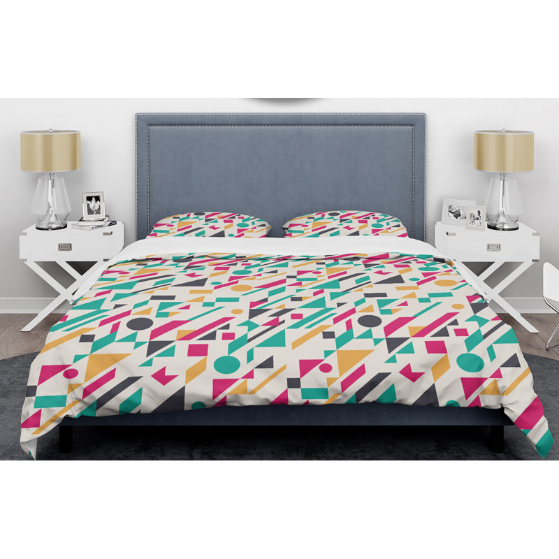 Modern & Contemporary Polyester Twill Geometric Shapes Duvet Cover, Twin Duvet Cover + 1 Sham, Retro III