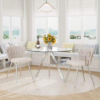 Round Glass Dining Table Set for 2-4