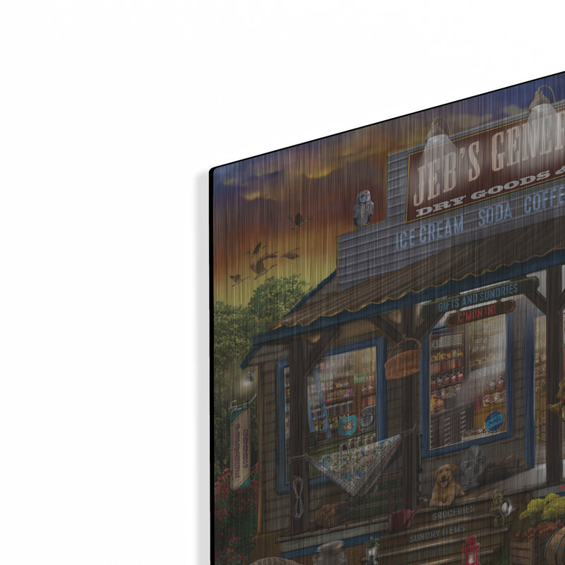 Art mural en métal Red Barrel Studio® «Jebs General Store» par Bigelow, H 12 po x l 16 po